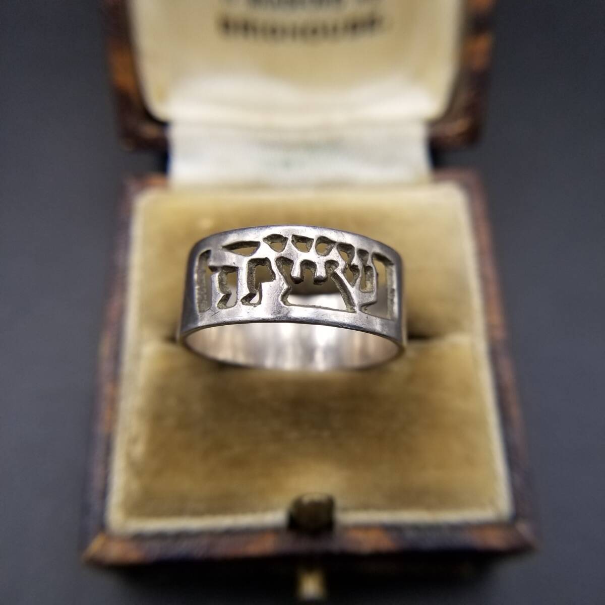 抽象的 シルエット カットアウト 925 シルバー ヴィンテージ バンド リング 銀 指輪 幅広 シンプル バンド 紋様 透かし ユニセックス Y23-G拍卖