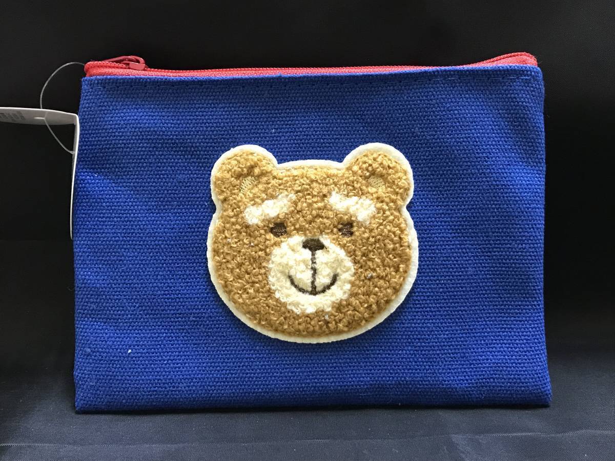 引-01 現品のみ TED2 小物 もこもこ アップリケ ポーチ ブルー拍卖