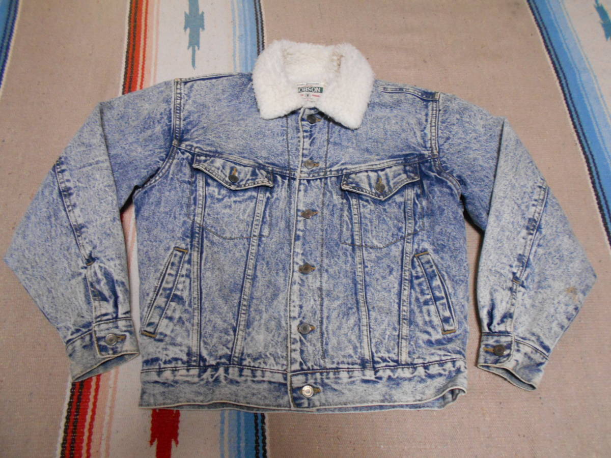 1980S BOBSON ボブソン ボア ブランケット インディゴ ジージャン ケミカルウォッシュ オールドサーフ昭和レトロ原宿アイドル サブカル拍卖