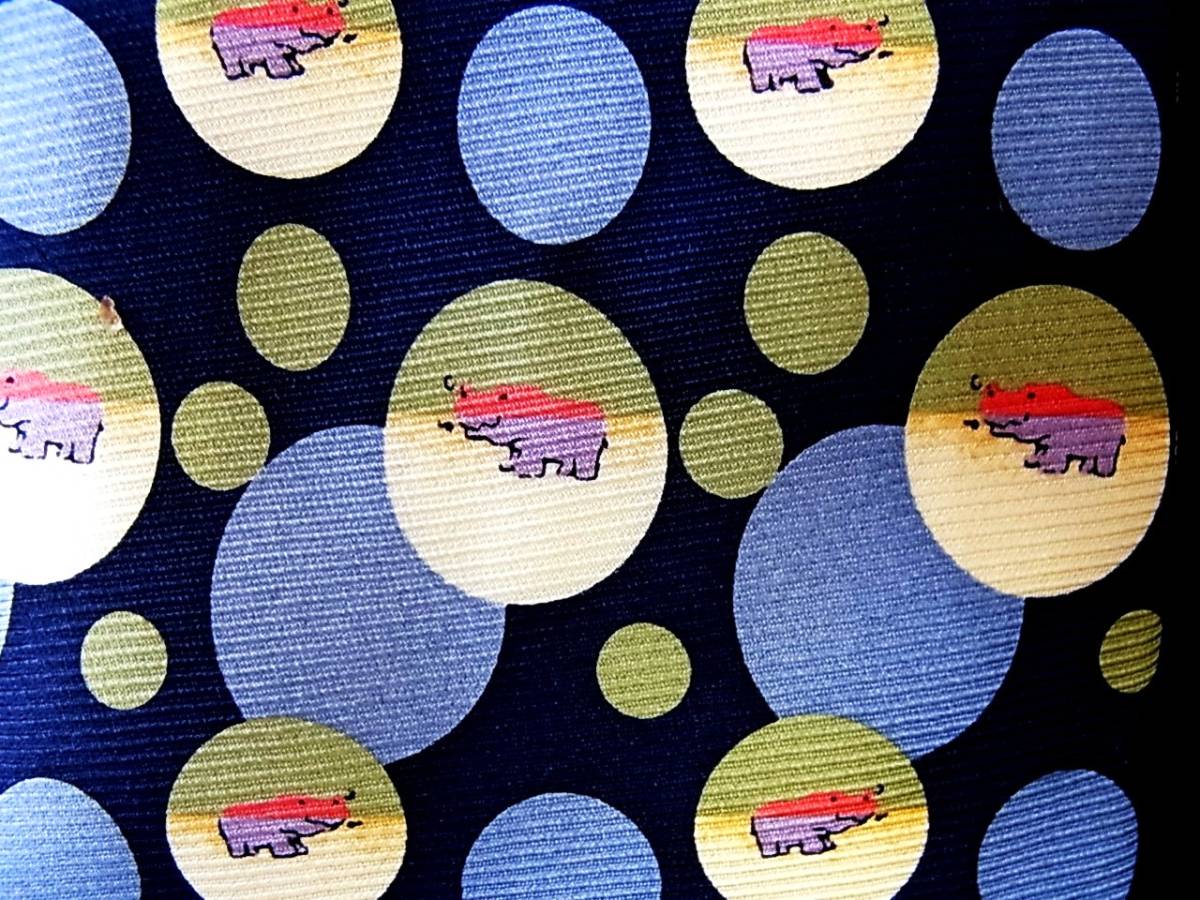 ☆♪★LA2423新品【動物・カバ・水玉】シルク100%♪ネクタイ★拍卖