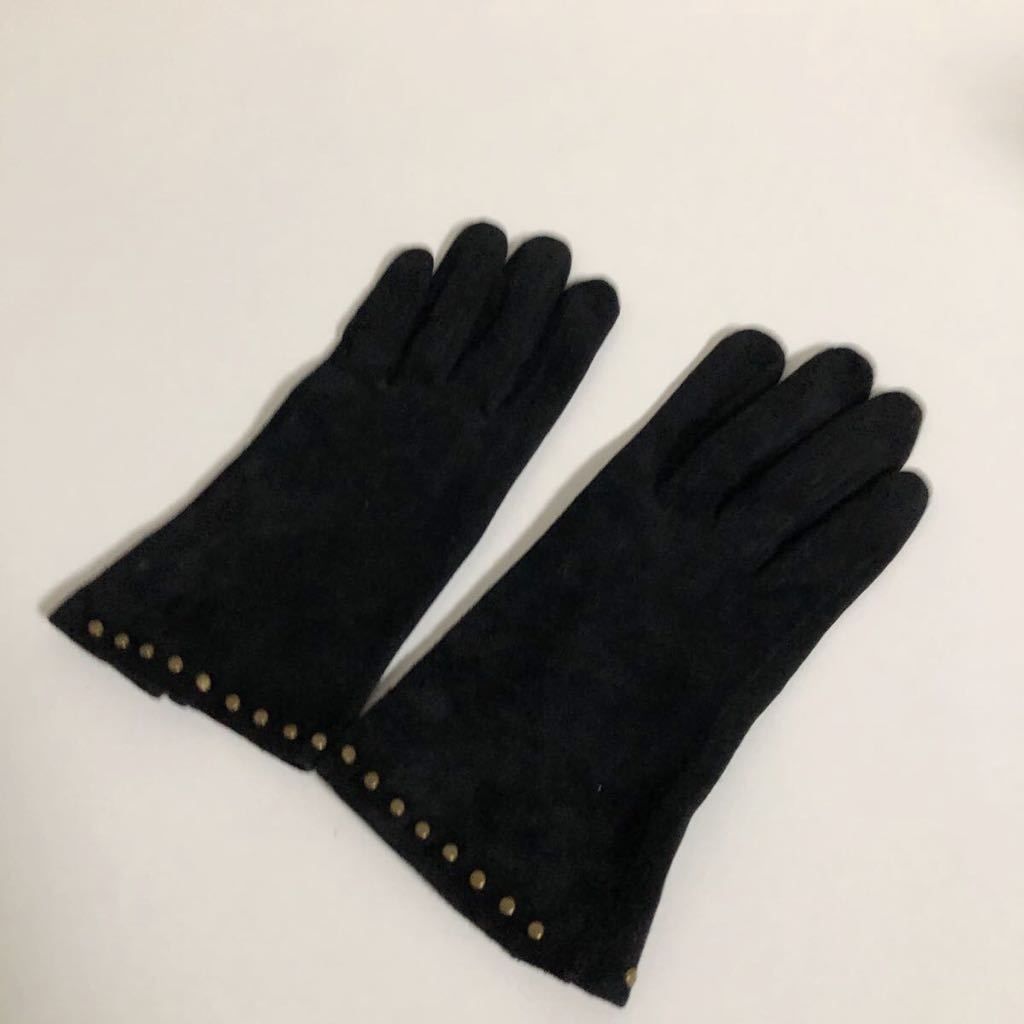DKNY ダナキャラン スエード グローブ 手袋 黒 レディース 拍卖