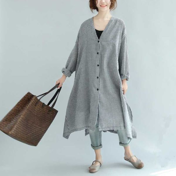 レディース トップス ブラウス チュニック 体型カバー チェック柄 EY25拍卖