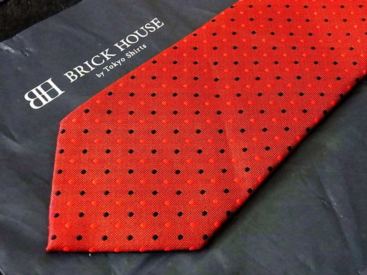 ☆【新品】☆1605 在庫処分セール【シルク100%】ブリックハウス【人気の細ナロータイ】ネクタイ【水玉】拍卖