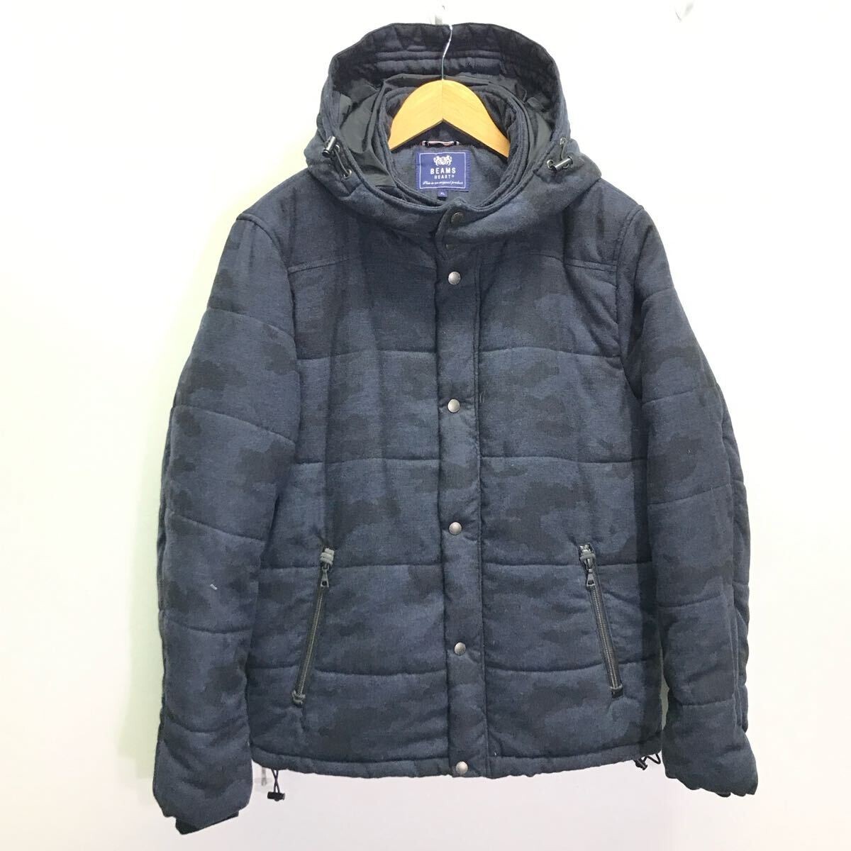 大人のカジュアルコーデ◎【BEAMS HEART】ビームスハート 中綿ジャケット アウター 迷彩 シャドーカモフラ アメカジ ネイビー XL /Y30626ii拍卖