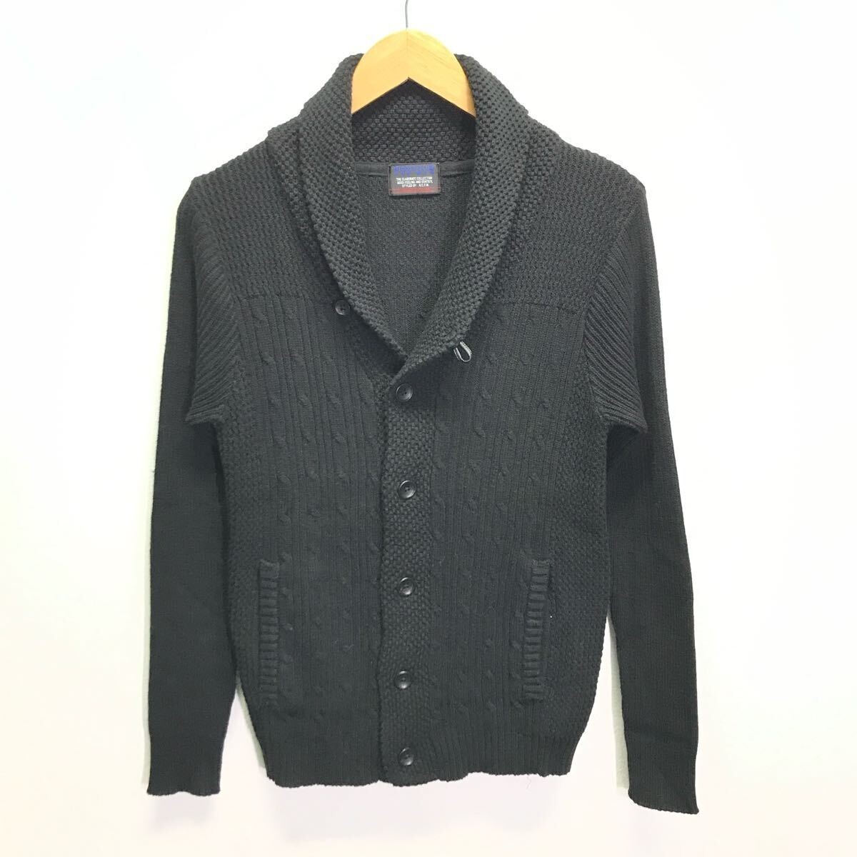 上品なスタイリング◎【NICOLE CLUB】ニコルクラブ ショールカラーカーディガン ニット セーター モード シンプルコーデ 黒 46 /Y30570ii拍卖