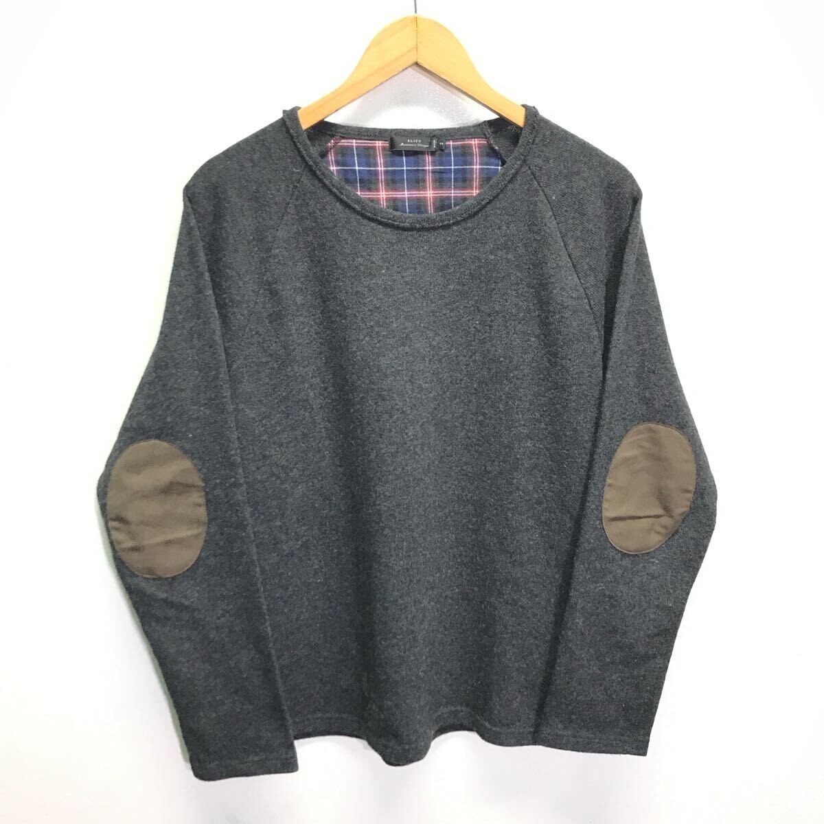 日本製◎クリーンで爽やかな印象◎【SLICK】スリック クルーネックセーター トップス ニット キレイめコーデ 薄手 チャコール 2 /Y31156ii拍卖