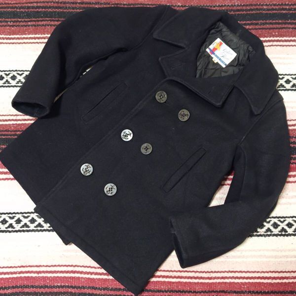 希少!!USA製◎【Golden Fleece】ゴールデンフリース ピーコート ジャケット ミリタリー 米軍 ビンテージ ブラック 黒 小さめ14/Y28948j拍卖