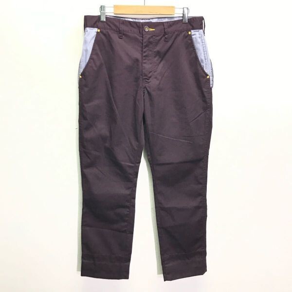 遊び心のあるデザイン◎【Navy】カラーパンツ リラックスシルエット テーパード アメカジ 古着コーデ ワーク系 ワインレッド M /Y30285ii拍卖