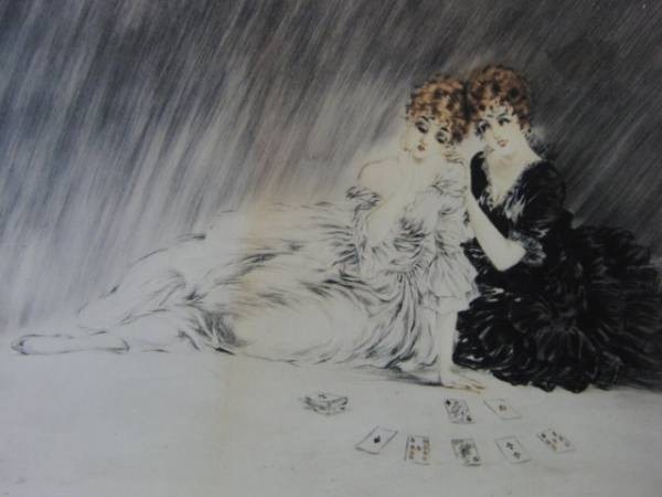 ルイ・イカール限定版・アールデコ、トランプ、希少な額装用画集より、新品高級額装付、状態良好、送料無料、mori 、yoni拍卖