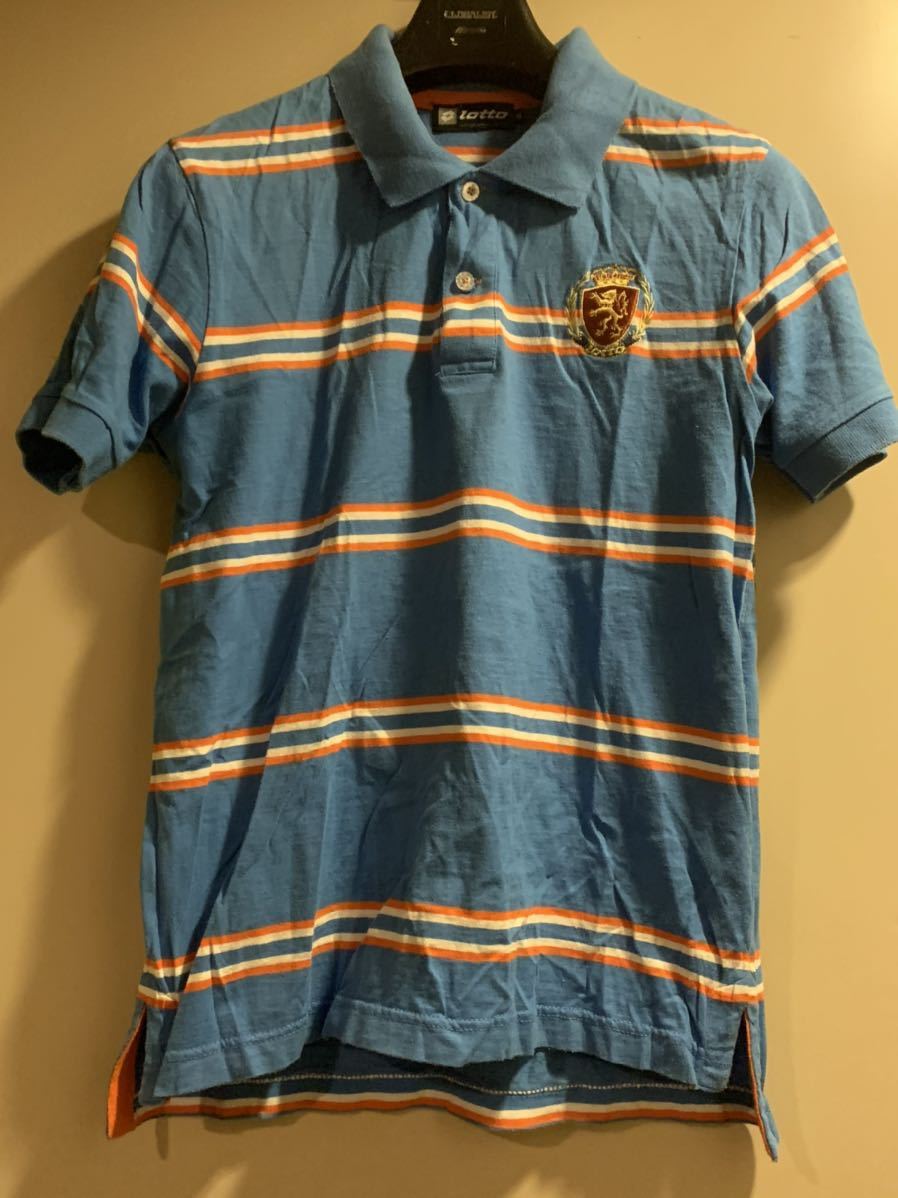 Lotto ポロシャツ 水色 Mサイズ ボーダー拍卖
