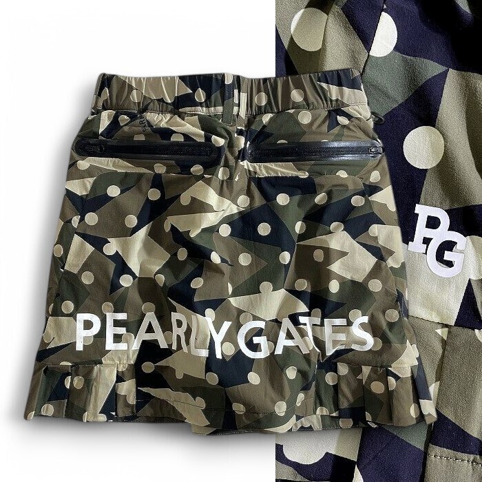 PEARLY GATES パーリーゲイツ 定価3.6万 防風×保温 迷彩柄 ストレッチ ミニスカート ゴルフ レディース 2234104 181 0 ▲040▼50214w12拍卖