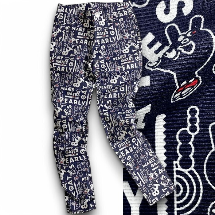PEARLY GATES パーリーゲイツ 定3.1万 春物 GRAFFLEX グログラン 総柄 ストレッチ パンツ ゴルフ レディース 2231020 121 1▲035▼50221w05拍卖