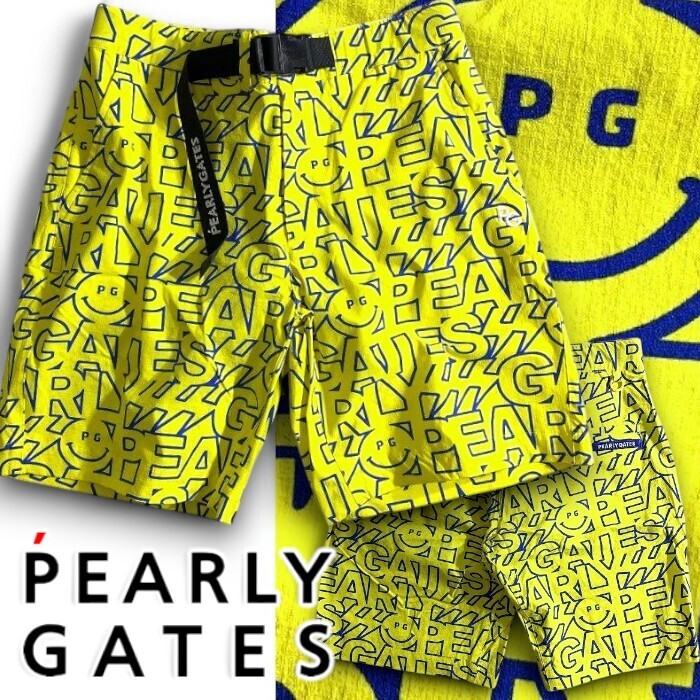 PEARLY GATES パーリーゲイツ 定価3万 ナイロン混 総柄 ストレッチ ショートパンツ ショーツ ゴルフウェア 2232611 130 4 ▲034▼50403w18拍卖