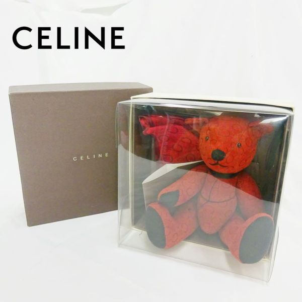 セリーヌ テディベア&ハンカチ ギフトセット 赤 CELINE 箱付き拍卖