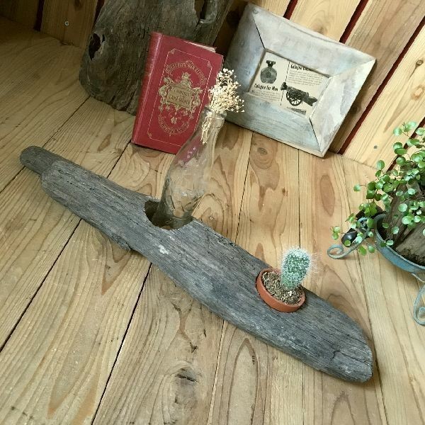 ≫流木プランターカバー*2ホール*浮造り風*癒しインテリア飾り*自然ナチュラル緑グリーン観葉多肉植物寄せ植えフラワーポット庭ガーデン拍卖