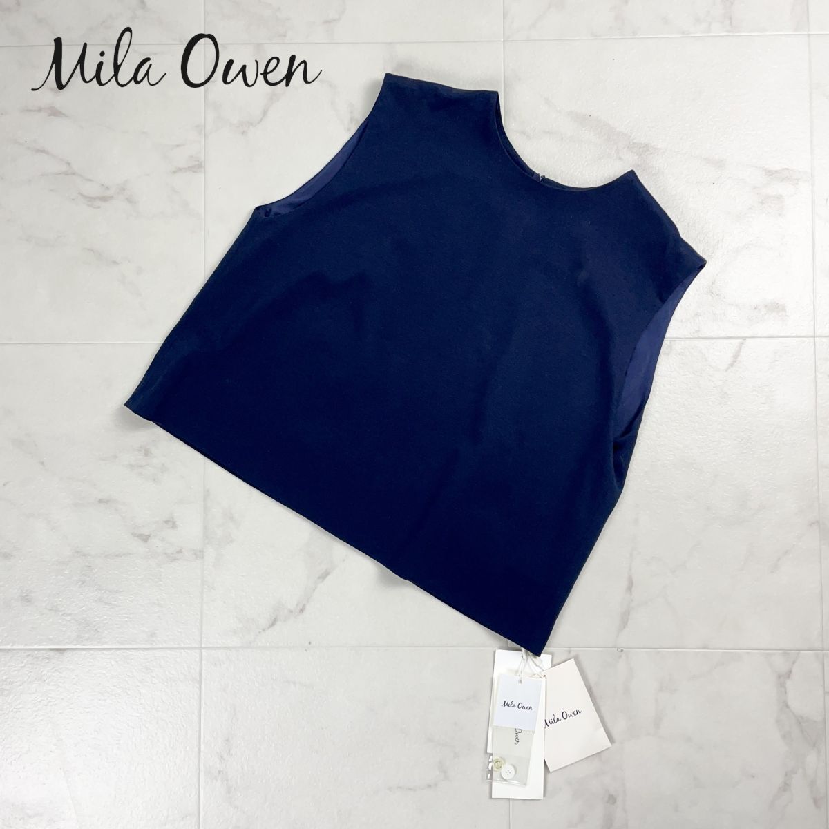 新品未使用 Mila Owen ミラオーウェン ノースリーブカットソー トップス レディース ネイビー 紺 サイズF*CD1250拍卖
