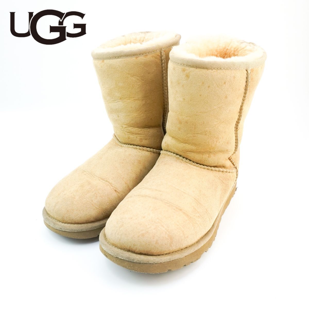UGG アグ 23.0 US6 ムートンショートブーツ ベージュ/CD7拍卖
