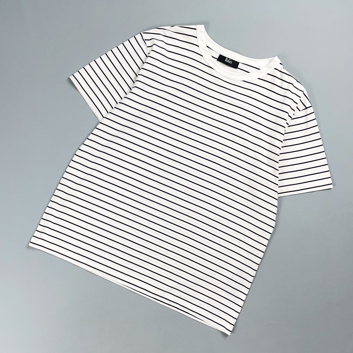 THE RERACS ザ・リラクス BASIC T-SHIRTS ボーダー半袖Tシャツ ビッグT オーバーサイズ 度詰 メンズ 白 ホワイト サイズF*CD71拍卖