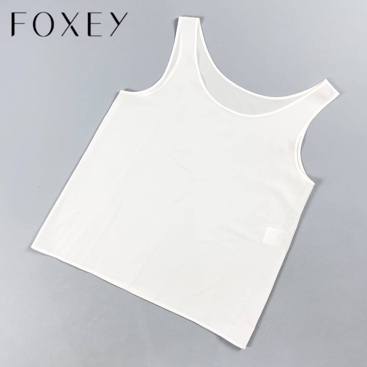美品 FOXEY NEWYORK フォクシーニューヨーク シアーノースリーブカットソー シースルー レディース 白 ホワイト サイズF*CD119拍卖
