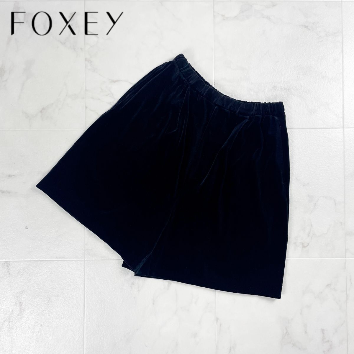FOXEY RABBITS BOUTIQUE フォクシーブティック ベロアショーツ キュロット ショートパンツ 膝丈 レディース 黒 ブラック サイズ40*CD169拍卖