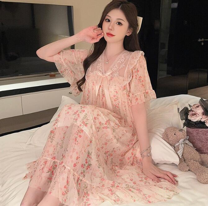 DM0522 レディースルームウエア☆  大人sexy☆ ナイトウエア  パジャマ    半袖  ピンク 拍卖