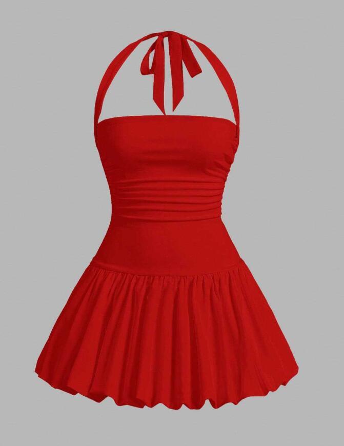 DM0522 レディースワンピース☆  大人sexy☆    二次会ドレス  美尻美胸美脚  ホルターネック  赤拍卖