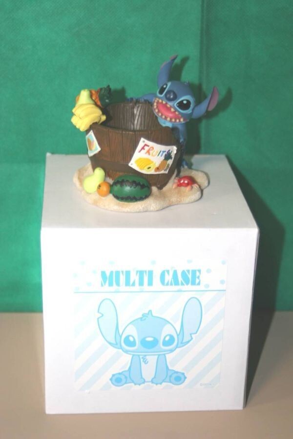 ディズニーストア リロ&スティッチ スティッチ マルチケース 小物入れ フィギュア レジン製 Fruits フルーツ バナナ、スイカ拍卖