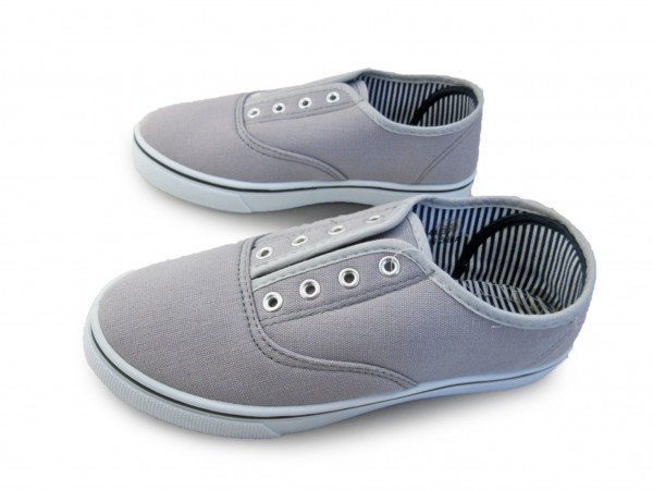 1円~cL829新品AAAローカット/スリッポンスニーカー22㌢GRAY♂拍卖