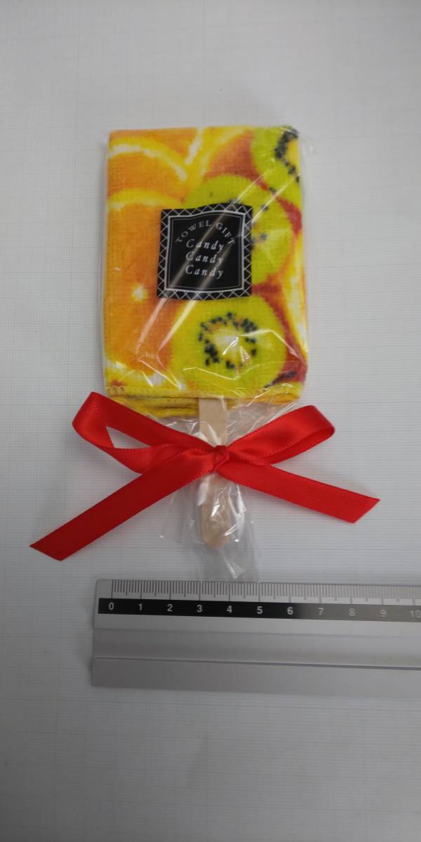 ■ 即決 アイスキャンディータオル 黄色 リボン付き タオルギフト 約20cm×約20cm 綿100% 新品 未使用 未開封拍卖