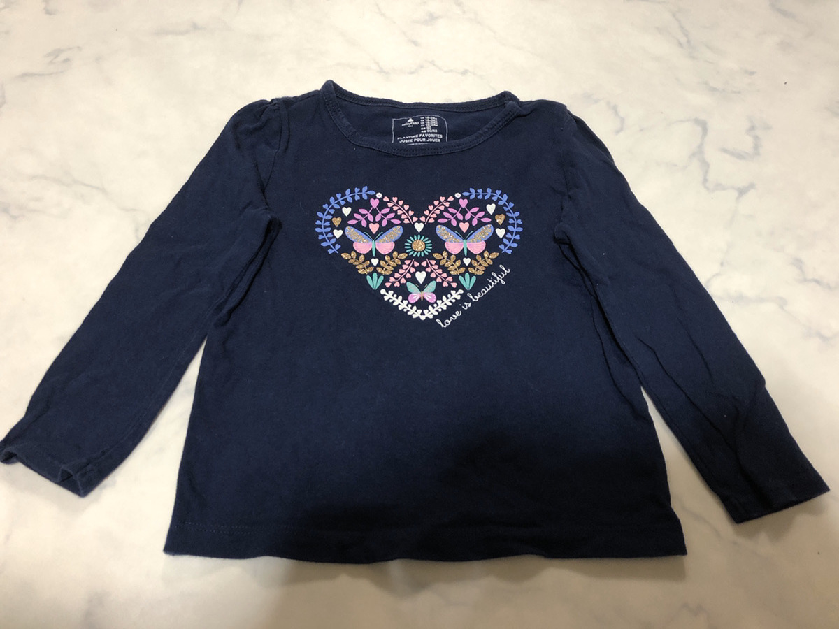 GAP ギャップ ベビー Tシャツ 長袖 ネイビー系カラー トップス シンプルデザイン 着心地良い 90cm Mサイズ【アウトレット】Q9拍卖