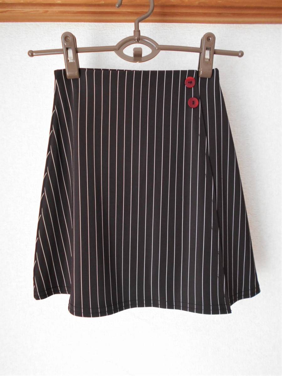 ★美品★ストライプ柄 巻きスカート風のスカート こげ茶色 ☆Мサイズ拍卖