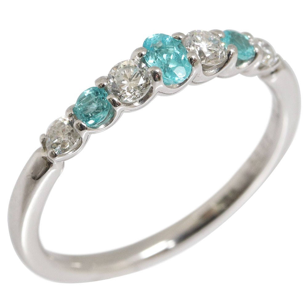 ダイヤモンド トルマリン リング D0.25ct TM0.21ct Pt900 12号 Diamond Tourmaline拍卖