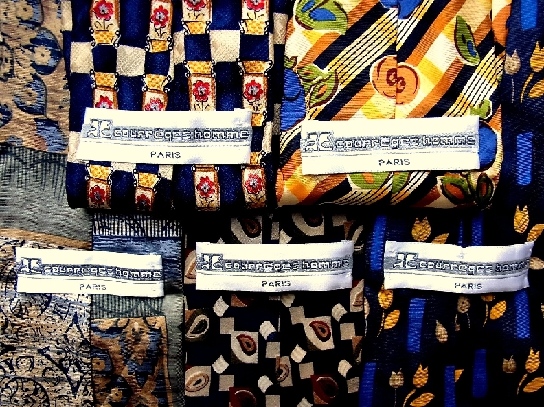 ♪DM8330③♪同一ブランド【キャラ柄】5本セット♪ネクタイ♪クレージュ【水彩・草花・植物】♪拍卖