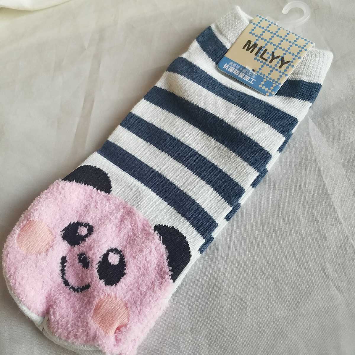 未使用品☆MILYY ショートソックス (パンダちゃん/ブルーストライプ)拍卖
