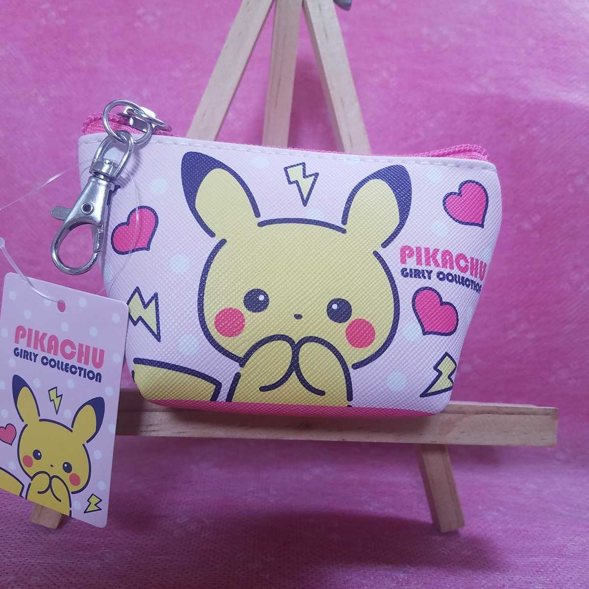 未使用☆ポケットモンスター ピカチュウ三角ミニポーチ/ピンク拍卖