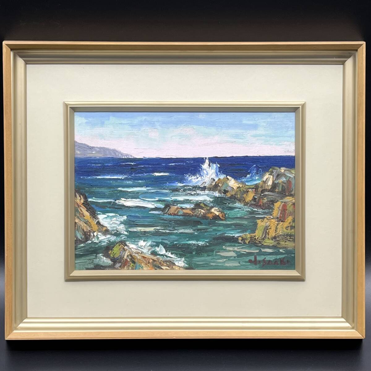 【模写】 油彩画 静物画 額 (約)縦44㎝×横53㎝×厚み5.3cm 拍卖