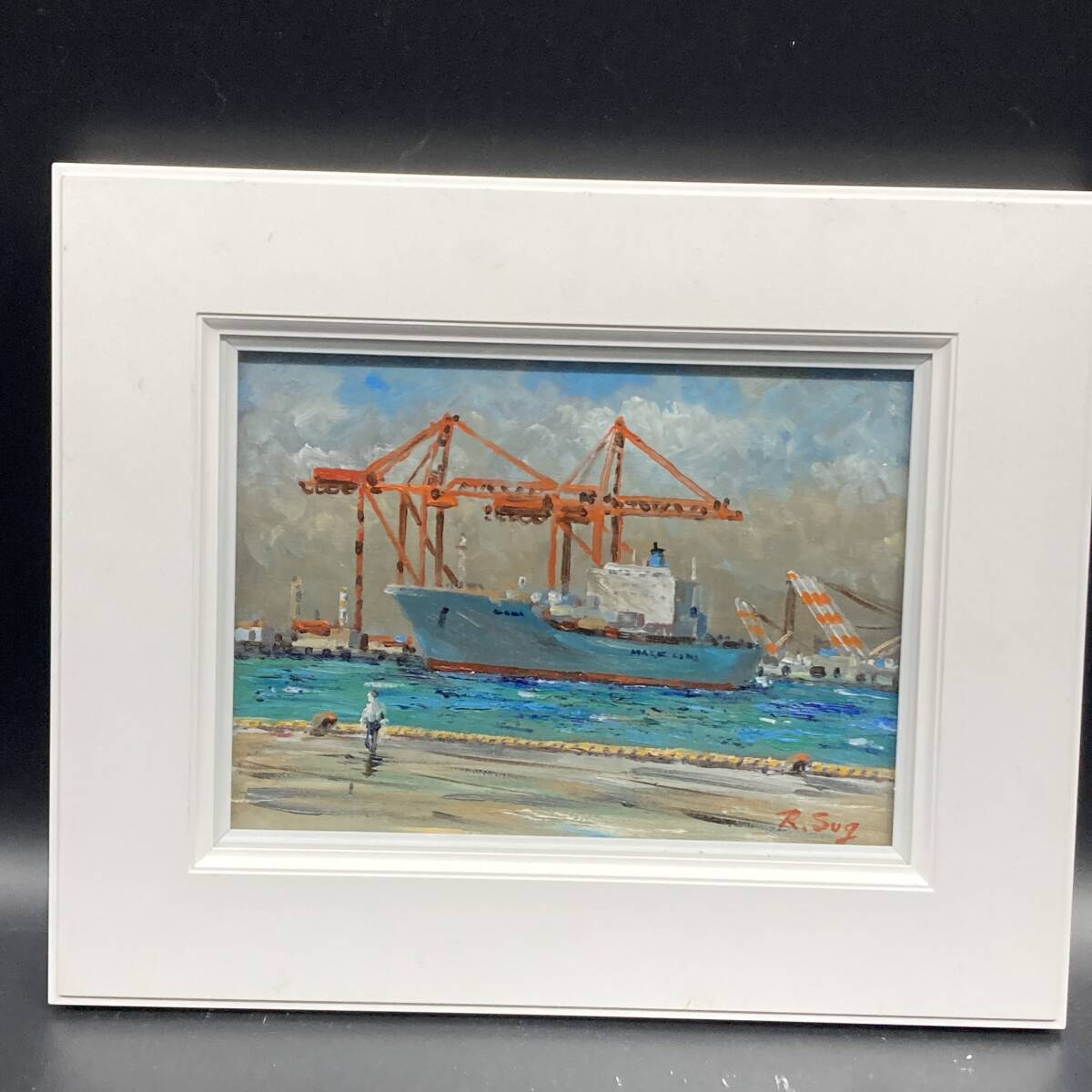 【模写】 油彩画 風景画 額 (約)縦40.5㎝×横49.5㎝×厚み5cm 拍卖