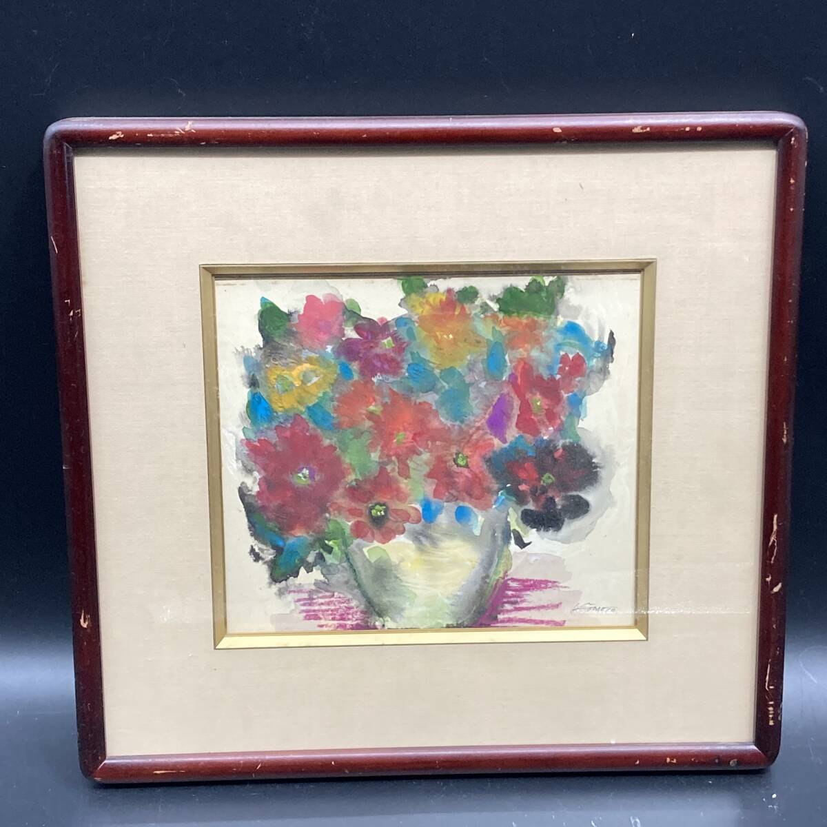 【模写】 日本画 静物画 額 (約)縦42㎝×横45㎝×厚み3.5cm拍卖