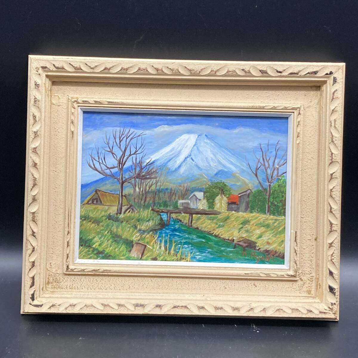 【模写】 油彩画 風景画 額 (約)縦40㎝×横49㎝×厚み6cm拍卖