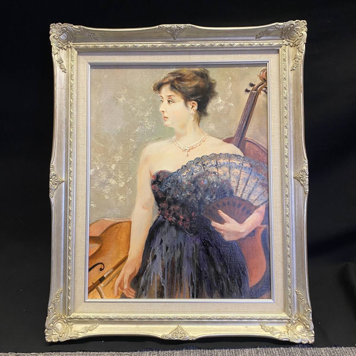 【模写】 油彩画 人物画 額 (約)縦68㎝×横55㎝×厚み6cm 拍卖