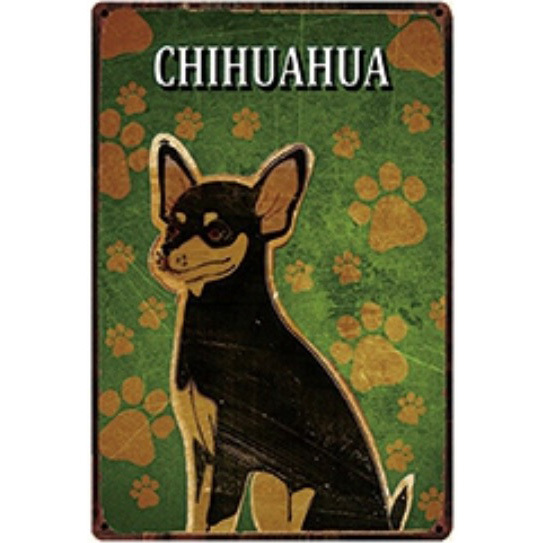 A2714 メタル サイン ブリキ 看板 金属製 プレート アメリカン雑貨 昭和レトロ アートパネル 動物 ペット 犬 チワワ 3045拍卖