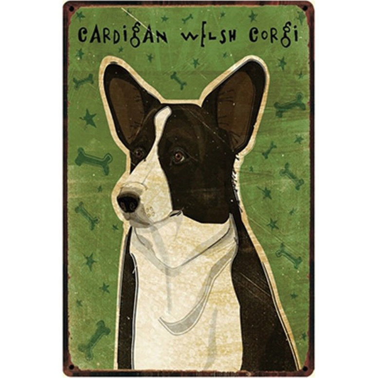 A2695 メタル サイン ブリキ 看板 金属製 プレート アメリカン雑貨 昭和レトロ アートパネル 動物 ペット 犬 コーギー 1007拍卖