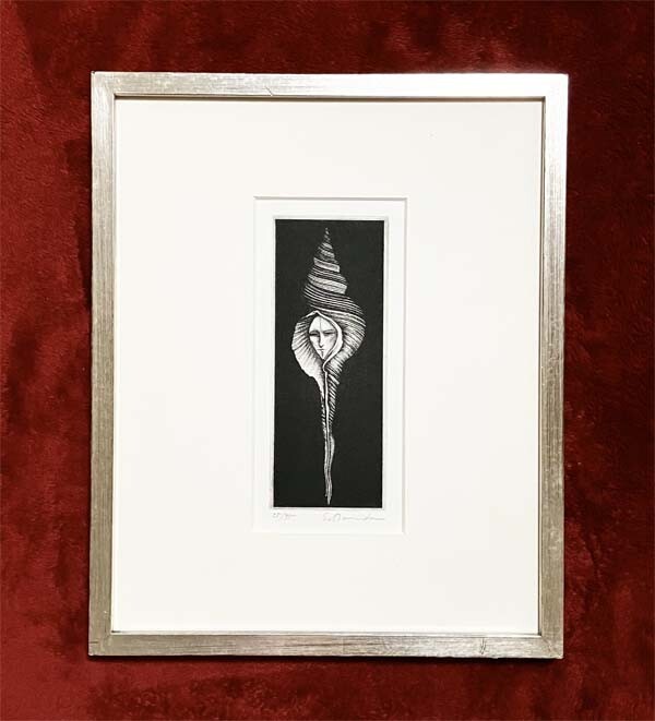 坂東壮一●真作●ばんどう そういち●銅版画 25/35 直筆サインあり■タイトル『貝女』■独学で銅版画技法を習得■日本版画協会賞受賞拍卖