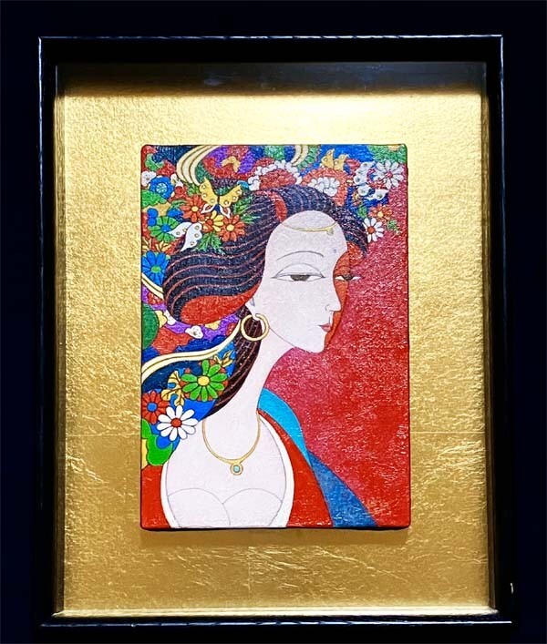 中路達也●真作●なかみち たつや●キャンバスに油彩 肉筆画 直筆サインあり■日本 着物姿 和風 花魁■現代アート 行動美術協会会員拍卖
