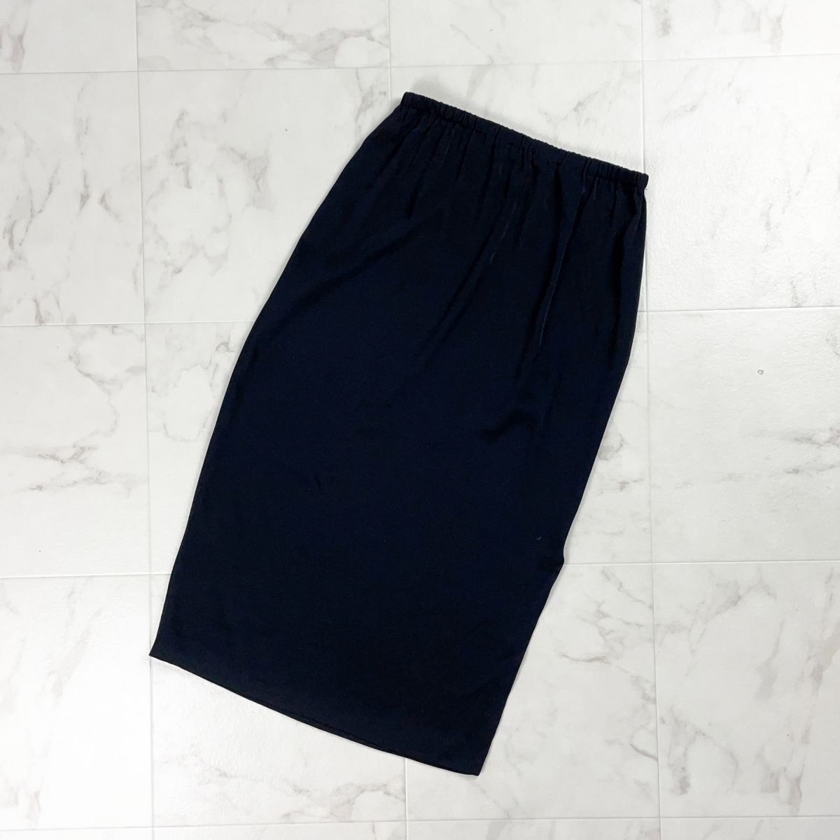 美品 MUSE de Deuxieme Classe ミューズ ドゥ ドゥーズィエムクラス タイトスカート ミモレ丈 裏地なし ブラック 黒 サイズ36*BD1176拍卖