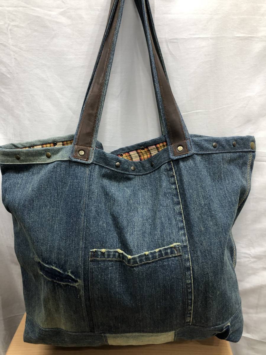 ★送料割引!限定品オリジナルハンドメイド トートバッグ ゴルフバッグ 大型バッグ ダメージデニム綿布★未使用格安!拍卖