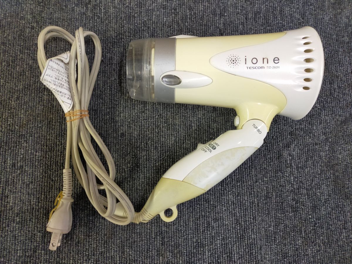 E07-20250118-010 ヘアドライヤー TESCOM ione TID-260N2 TURBO 稼動品 中古品 白ドライヤー拍卖