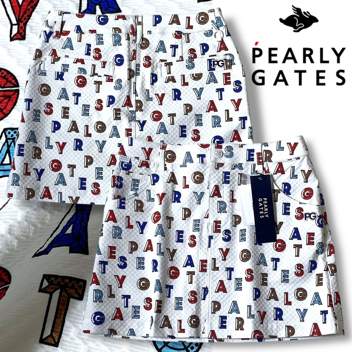 【0】新品 定価2.9万 パーリーゲイツ 3Dロゴ柄 ドライタッチコットン ストレッチ スカート PEARLY GATES ゴルフウェア GOLF◆R2687拍卖