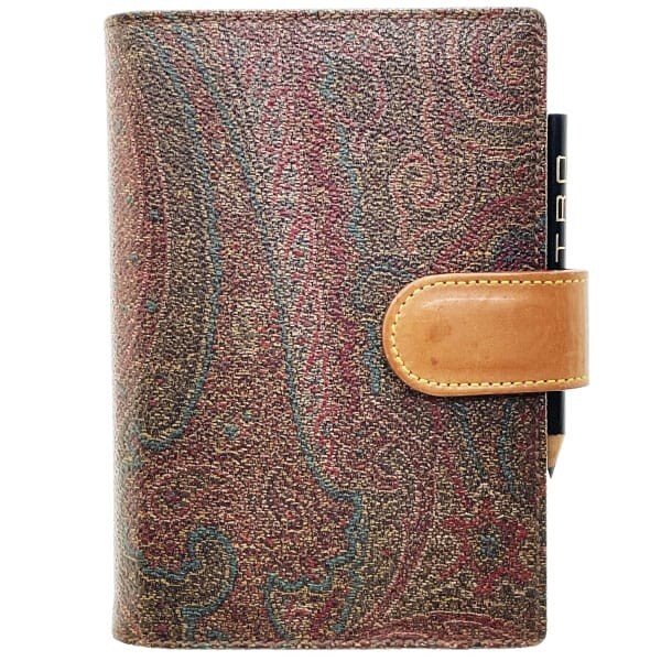 14883 エトロ 手帳カバー ペイズリー アジェンダ PVC レザー 革 マルチカラー ブラウン系 茶色 ETRO拍卖