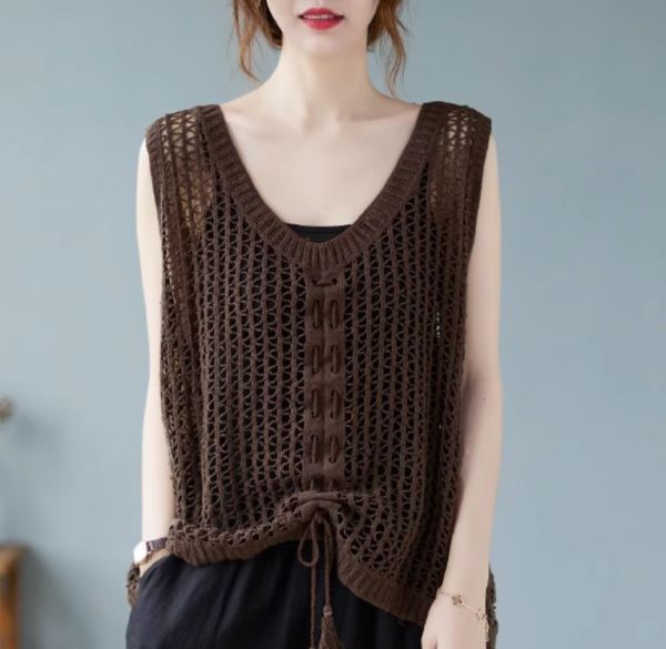 ★★★レディース トップス ブラウス ニット ノースリーブ Vネック EX50拍卖